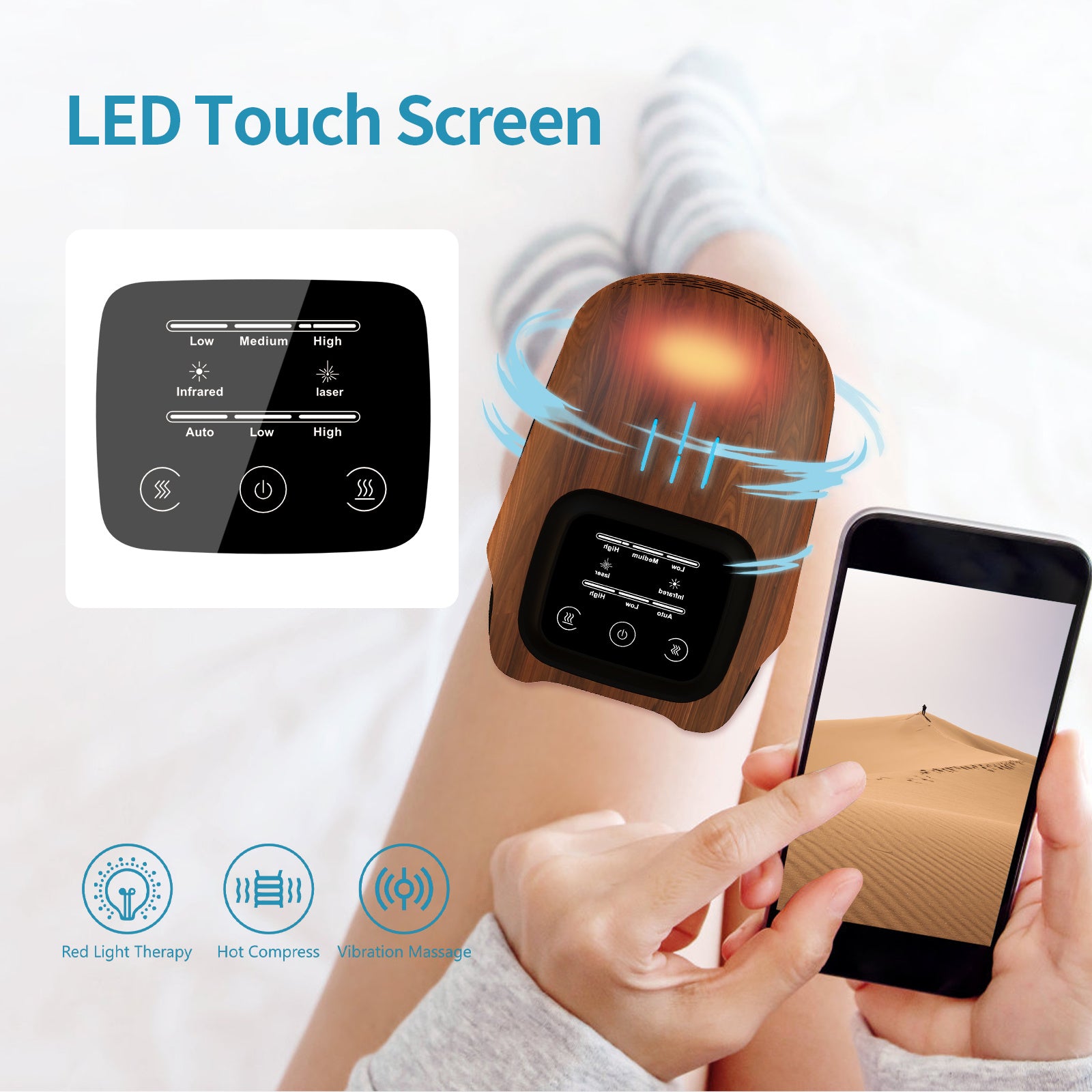 Zenect™ ThermaKnee Pro — Masajeador Inteligente de Rodilla con Calor y Vibración