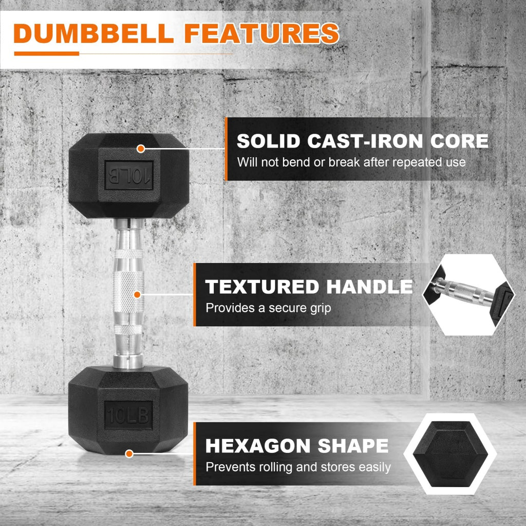 --Only Supports Self Pickup--Hexagonal Dumbbells, Rubber Coated For Exercise And Fitness, Multiple Sizes
